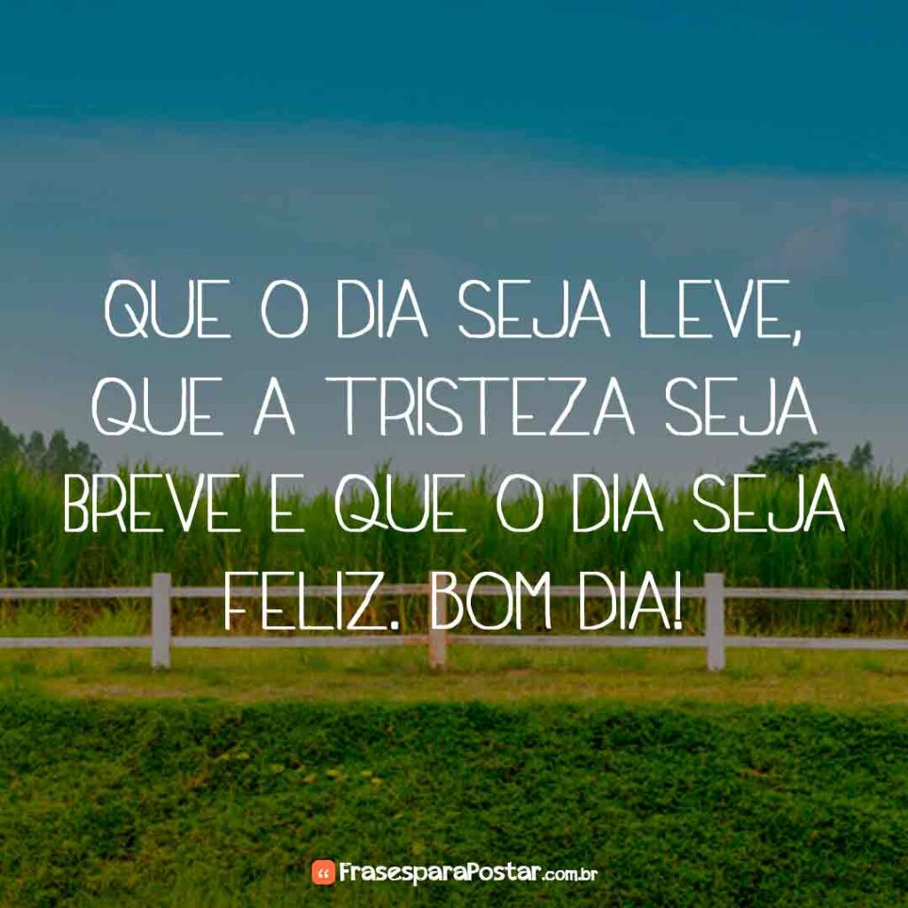 Que o dia seja leve, que a tristeza seja breve - Frases para Postar