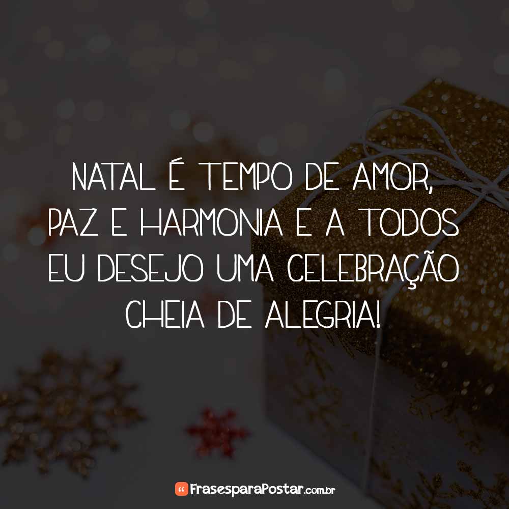 Natal é tempo de amor, paz e harmonia e a todos eu desejo uma celebração cheia de alegria!