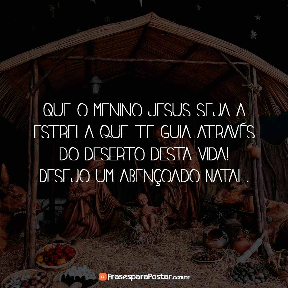 Que o menino Jesus seja a estrela que te guia através do deserto desta vida! Desejo um abençoado Natal.